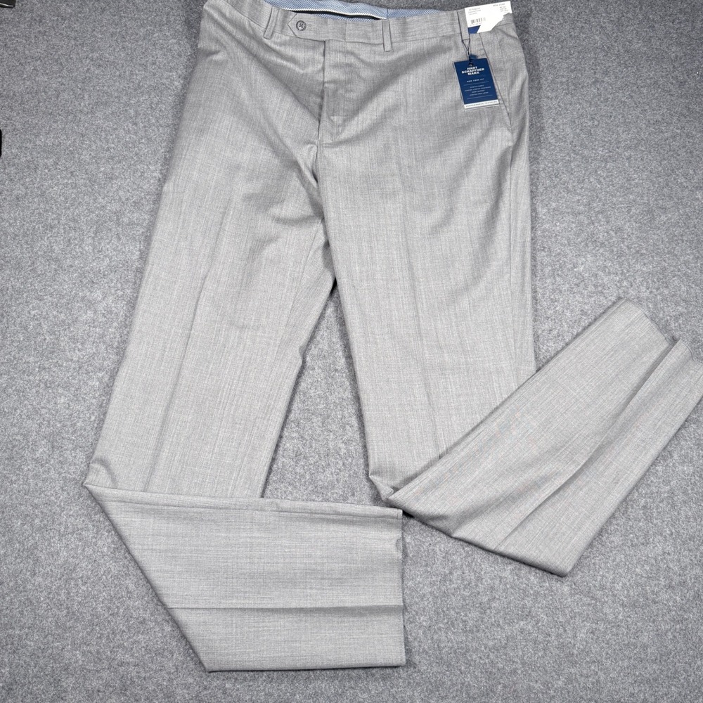 Hart Schaffner Marx Performance Traveler Pants 40R Gray Wool New York Fit